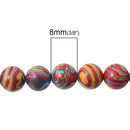 8mm Round Rainbow Swirl AGATE Beads, dyed, full strand, gag0199