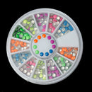 MIXED COLORS Acrylic Rhinestuds ROUND in storage box, flat back cabochons, nail art, decoden, paper craft embellishment 3mm cry0113