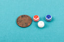 8mm Round RED WHITE BLUE Acrylic Striped Beads bulk package of 100 beads, bac0319