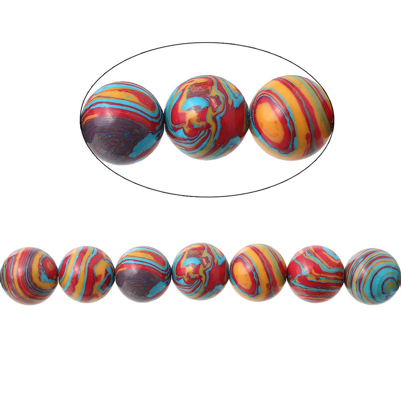 8mm Round Rainbow Swirl AGATE Beads, dyed, full strand, gag0199