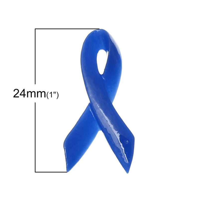 30 Acrylic Royal Blue AWARENESS RIBBON flat back embellishment cabochon, cab0358