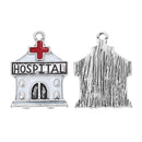 4 HOSPITAL Charms, silver with red and white enamel,  che0488