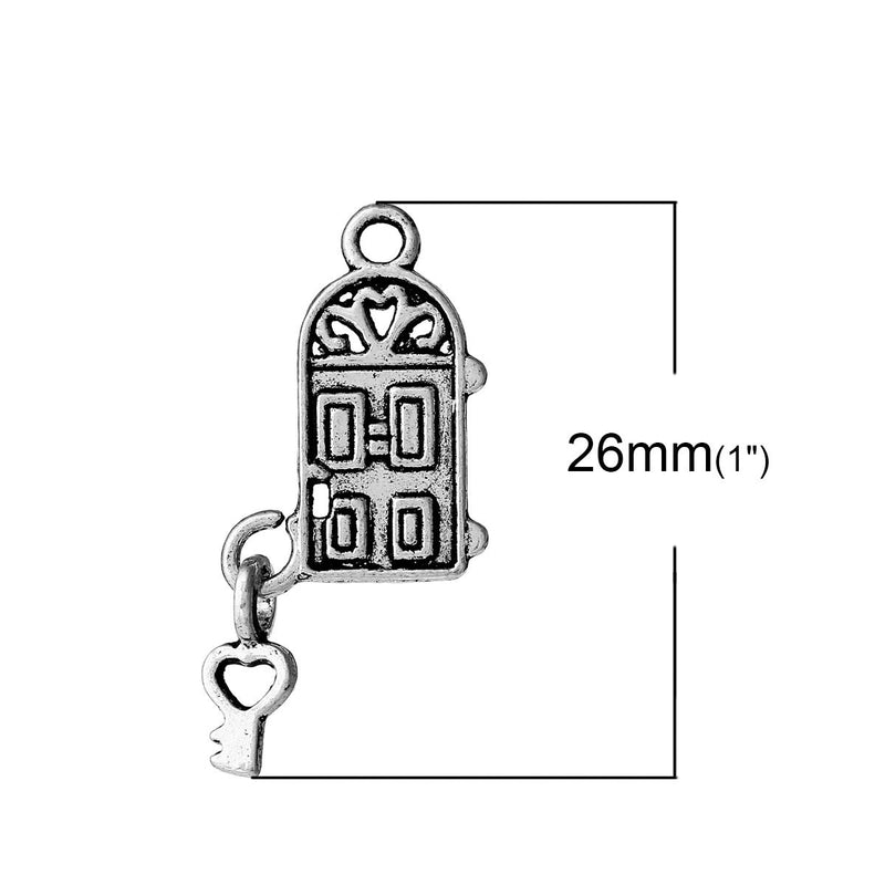 10 HOME SWEET Home Door Charms, Silver Tone Pewter Pendants, key lock charms, new home, movable charm, dangle charm, chs2082