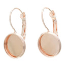 10 (5 pairs) rose gold plated cabochon bezel setting lever back earring components, fits 12mm round inside tray fin0471a