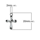 5 CROSS Charms, Black and White, Silver Tone Pewter with Enamel, Cross Pendants, che0489