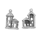 10 FAIRY TALE Castle Charms, Silver Tone Pewter Pendants, chs2064