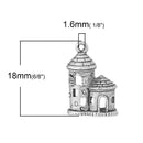 10 FAIRY TALE Castle Charms, Silver Tone Pewter Pendants, chs2064