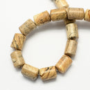 16" strand Barrel Column Shape PICTURE JASPER Beads 15mm x 10mm gja0035