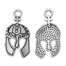 10 SPARTAN HELMET Charms, warrior helmet, medieval times, cosplay charms, knight helmet, Silver Tone Pewter Pendants, chs2075