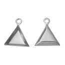 20 Stainless Steel TRIANGLE CABOCHON Setting Bezel Frame Charm Pendants, Silver (tray fits 9x8mm cabs)  chs2085