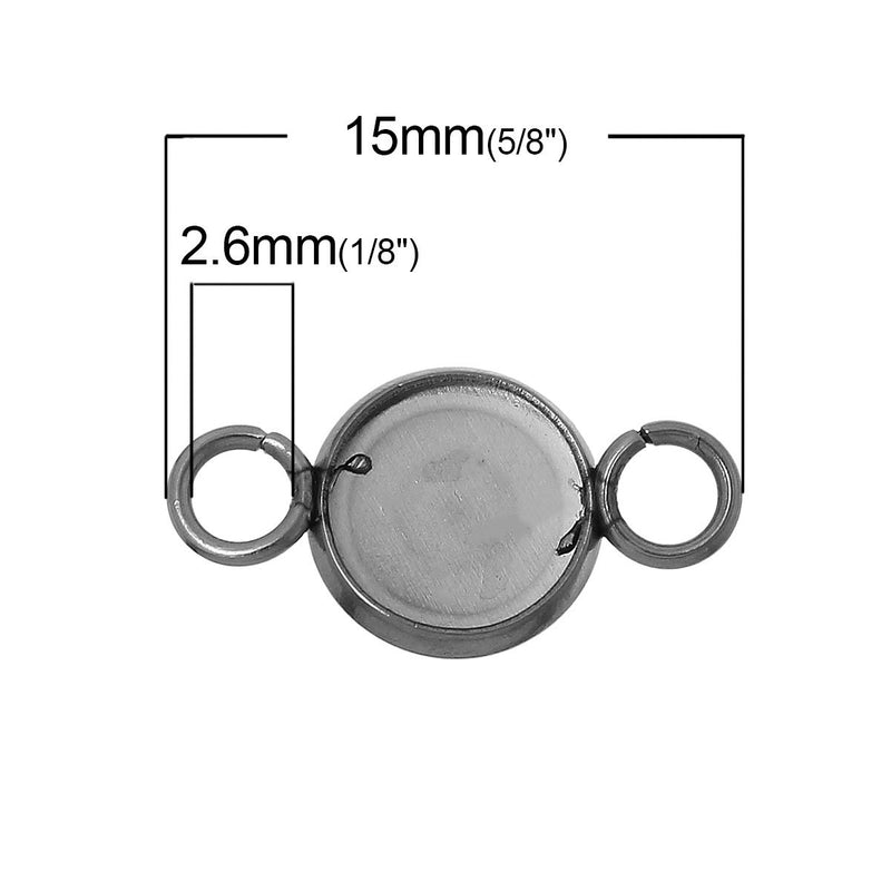 10 Stainless Steel Round Circle CABOCHON SETTING Bezel Frame Charm Connector Link, Silver (fits 6mm cabs)  chs2096