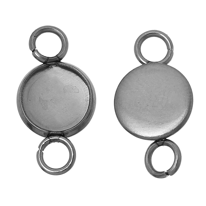 10 Stainless Steel Round Circle CABOCHON SETTING Bezel Frame Charm Connector Link, Silver (fits 6mm cabs)  chs2096