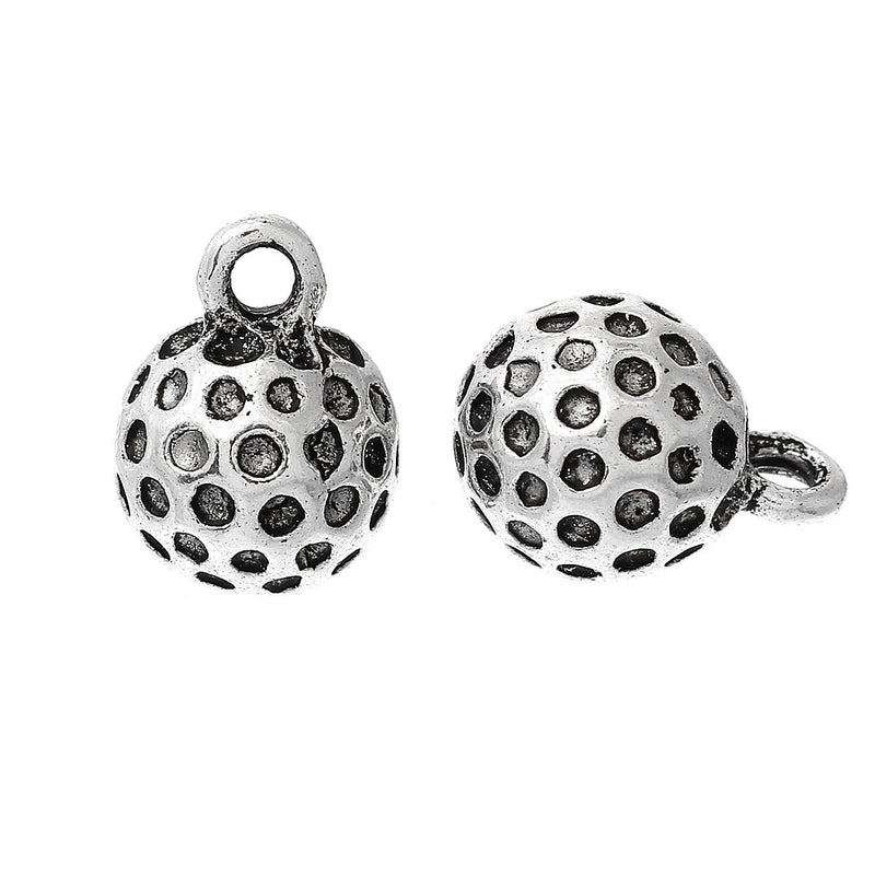 5 GOLF BALL Charm Pendants, 3D design, 13x9mm  chs2093