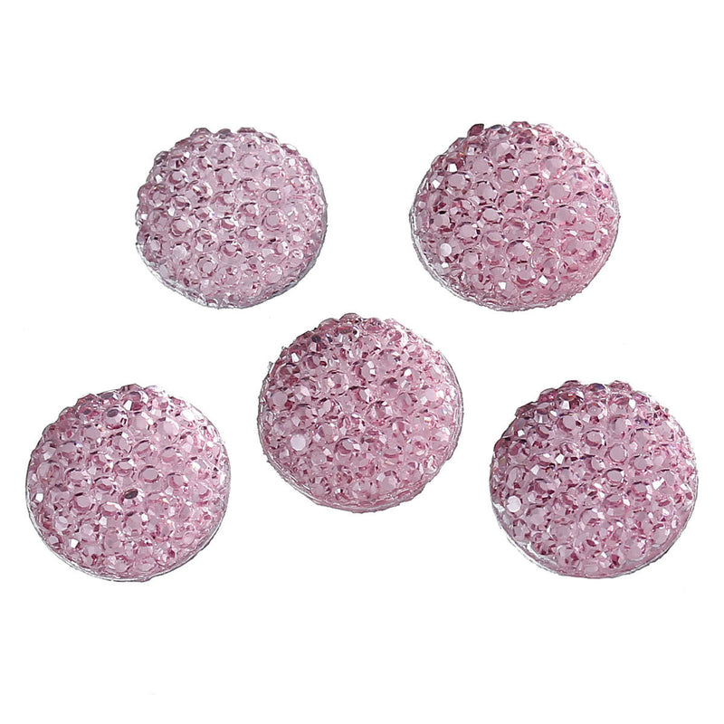 25 RESIN DRUZY Style Pavé CABOCHONS, Light Pink, 10mm diameter  cab0375a