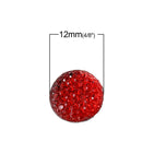 100 RESIN DRUZY Style Pavé CABOCHONS, Red, 12mm diameter, 1/2" cab0374b