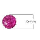 25 HOT PINK Glitter CABOCHONS, Resin Dome, Round cabochon, 10mm diameter, 00g, cab0379a