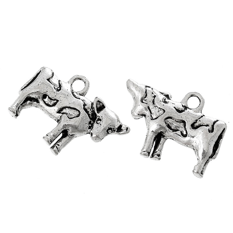 5 COW Charm Pendants, Antique Silver, farm animal  chs2099