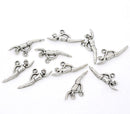 10 SWIMMING Swimmer Charm Pendants, Antique Silver Metal  chs2094