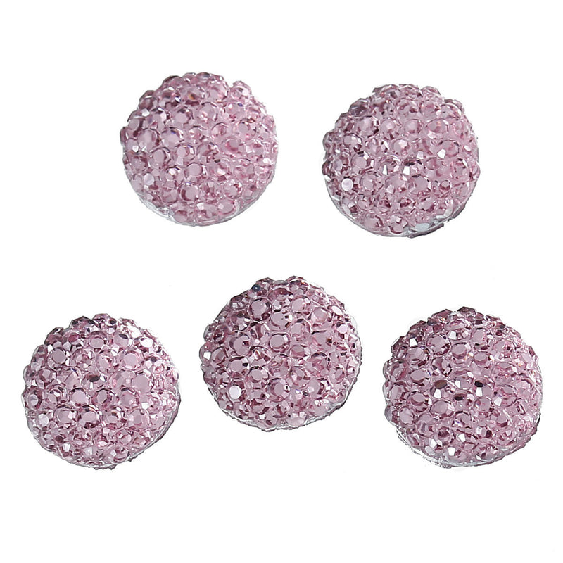 100 RESIN DRUZY Style Pavé CABOCHONS, Light Pink, 12mm diameter, 1/2" cab0376b