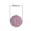 100 RESIN DRUZY Style Pavé CABOCHONS, Light Pink, 12mm diameter, 1/2" cab0376b