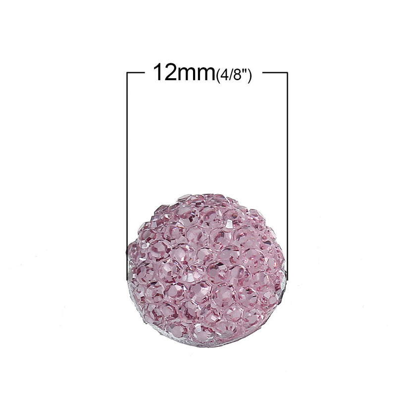 100 RESIN DRUZY Style Pavé CABOCHONS, Light Pink, 12mm diameter, 1/2" cab0376b