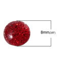 25 RED Glitter CABOCHONS, Resin Dome, Round cabochon, 8mm diameter, 3/8" cab0385a