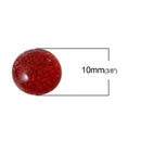 25 RED Glitter CABOCHONS, Resin Dome, Round cabochon, 10mm diameter, 00g, cab0384a