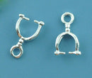 10 Silver Tone Pinch Bails with copper base, charm ring at top, for jewelry making 12x7mm  fba0060