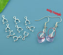 10 Silver Tone Pinch Bails with copper base, charm ring at top, for jewelry making 12x7mm  fba0060
