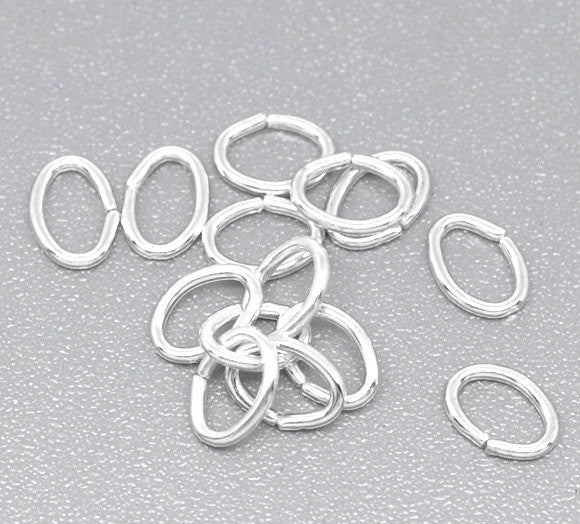 50 OVAL Silver Plated Open Jump Rings 5.5mm x 4mm, 21 gauge wire,  jum0155a