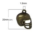 10 FOOTBALL HELMET Pendant Charms, Sports charms, bronze tone metal,  20x15mm, chb0410