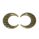 10 I Love You To the Moon and Back Pendant Charms, large crescent moon charms, bronze tone metal,  29x27mm, chb0412