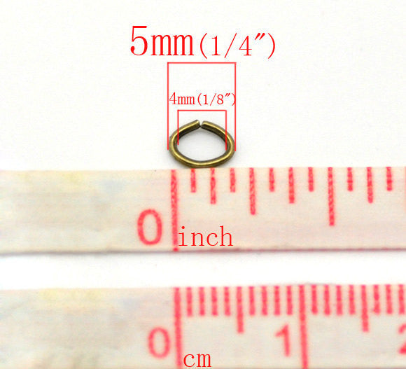 50 OVAL Bronze Open Jump Rings 5mm x 4mm, 21 gauge wire,  jum0157a
