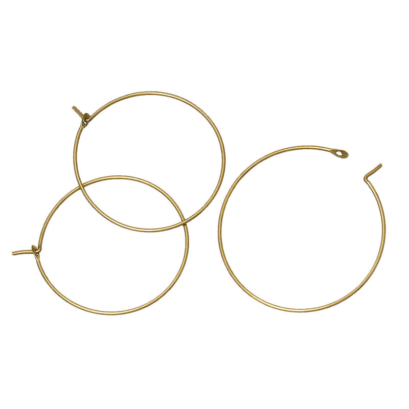 50 Brass Plated Wine Glass Charm Rings or Earring Hoops 25mm, 1" diameter copper with brass plating, Bulk Package  fin0474