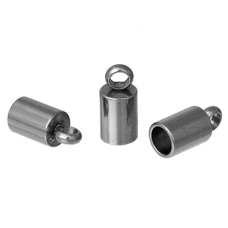 10 Stainless Steel End Caps for Kumihimo Jewelry, Leather Cord End Connectors, Bails, Bead Caps, Fits 3mm cord, fin0475