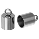 10 Stainless Steel End Caps for Kumihimo Jewelry, Leather Cord End Connectors, Bails, Bead Caps, Fits 7mm cord, fin0477