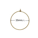 50 Brass Plated Wine Glass Charm Rings or Earring Hoops 25mm, 1" diameter copper with brass plating, Bulk Package  fin0474
