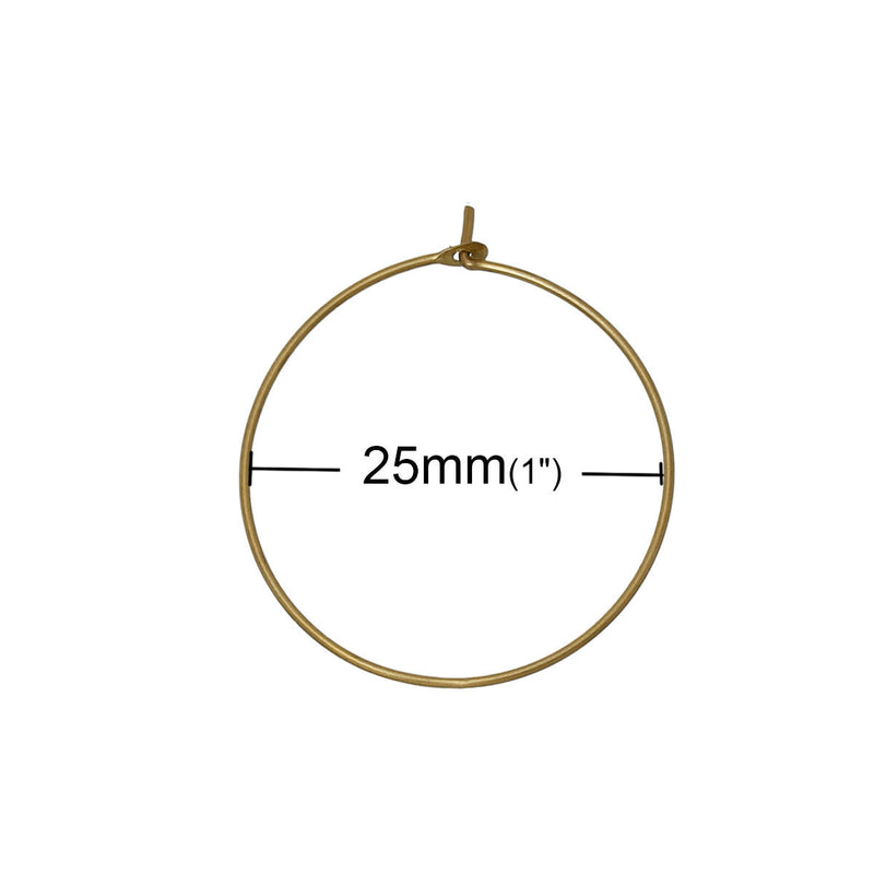 50 Brass Plated Wine Glass Charm Rings or Earring Hoops 25mm, 1" diameter copper with brass plating, Bulk Package  fin0474