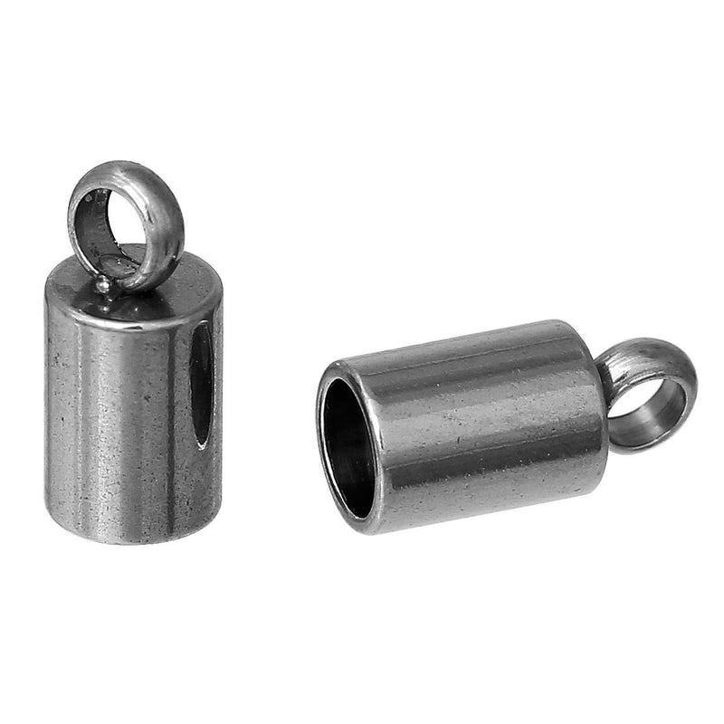 10 Stainless Steel End Caps for Kumihimo Jewelry, Leather Cord End Connectors, Bails, Bead Caps, Fits 3mm cord, fin0475