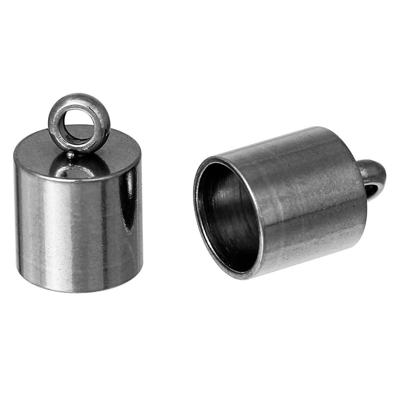 10 Stainless Steel End Caps for Kumihimo Jewelry, Leather Cord End Connectors, Bails, Bead Caps, Fits 6mm cord, fin0478