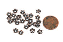 50 Antiqued COPPER Flower Bead Caps Findings, fits 6mm beads and larger, fin0480