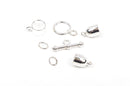 Silver Plate Kumihimo Jewelry Clasp Kit, Leather Cord End Connectors, Bails, Bead Caps, Fits 6mm cord, fcl0174