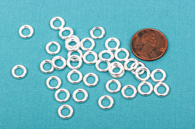 50 pieces Bright Silver Plated Soldered Closed Jump Rings, Thick 16 gauge wire, Findings,  8mm   jum0158
