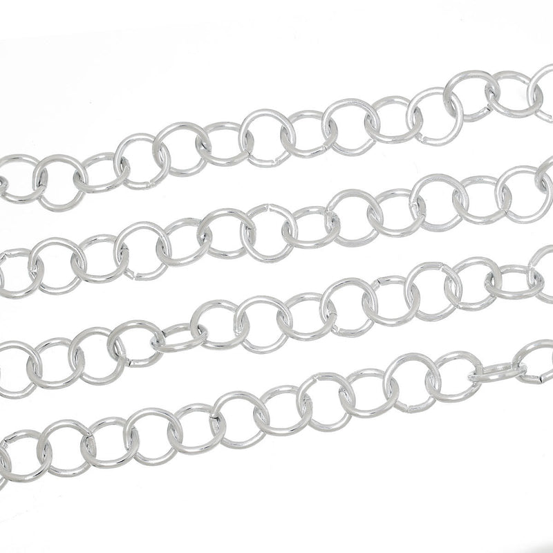 1 meter (3 feet) Silver ALUMINUM Round Cable Link Chain, 14mm links  fch0308