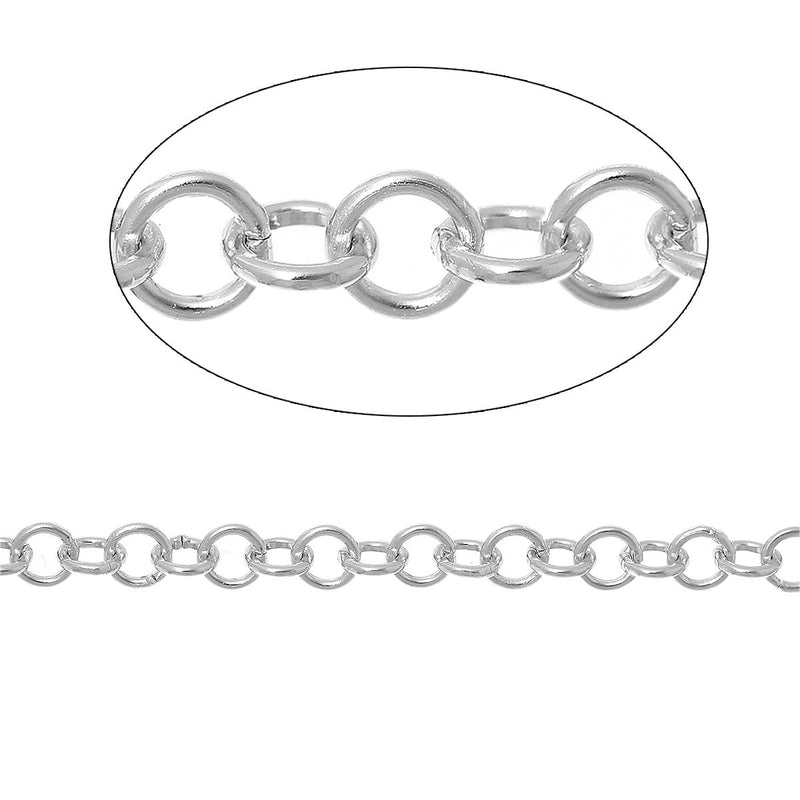2 meters (about 6 feet) Silver ALUMINUM Round Cable Link Chain, Rolo Chain, 5mm links  fch0305