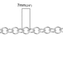 2 meters (6 feet) Silver ALUMINUM Round Cable Link Chain, 7mm links  fch0309