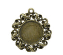 5 Cameo Bezel Frame Charm Pendant Blanks . fits 14mm round cabochon, Bronze Metal, chb0414