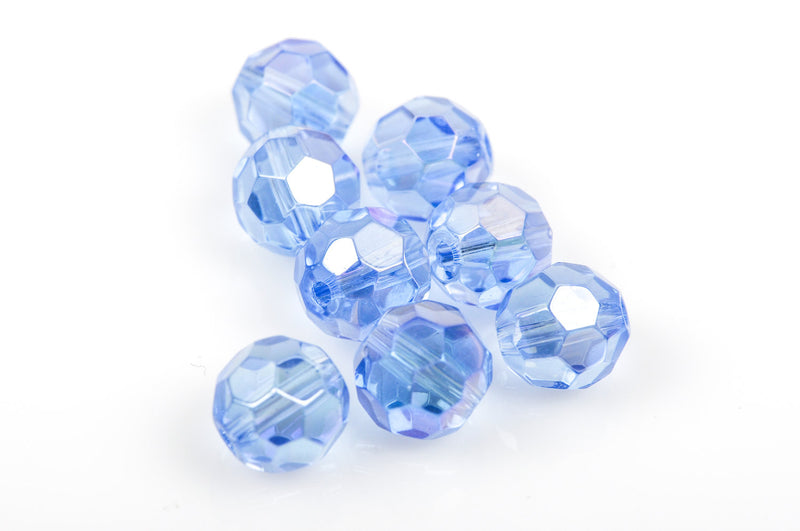 8mm Round Blue AB Faceted Glass Crystal Beads, 24 beads,  bgl1315