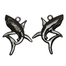 3 SHARK Hematite Gemstone Charm Pendants  ghe0104