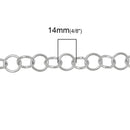 1 meter (3 feet) Silver ALUMINUM Round Cable Link Chain, 14mm links  fch0308